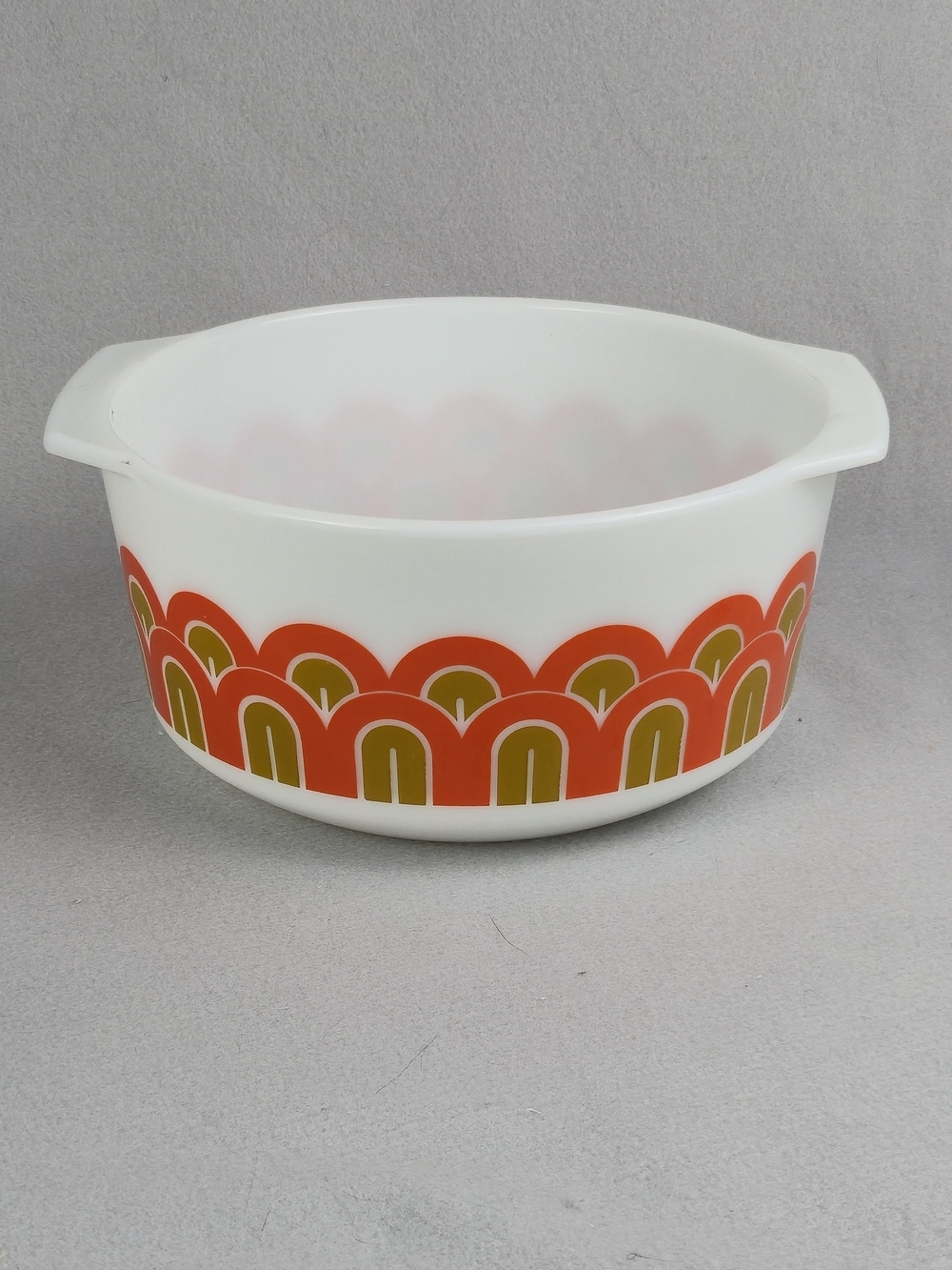 Vintage Pyrex 344 Fish Scale 3 Qt Mixing Bowl Orange Gold Arches Retro